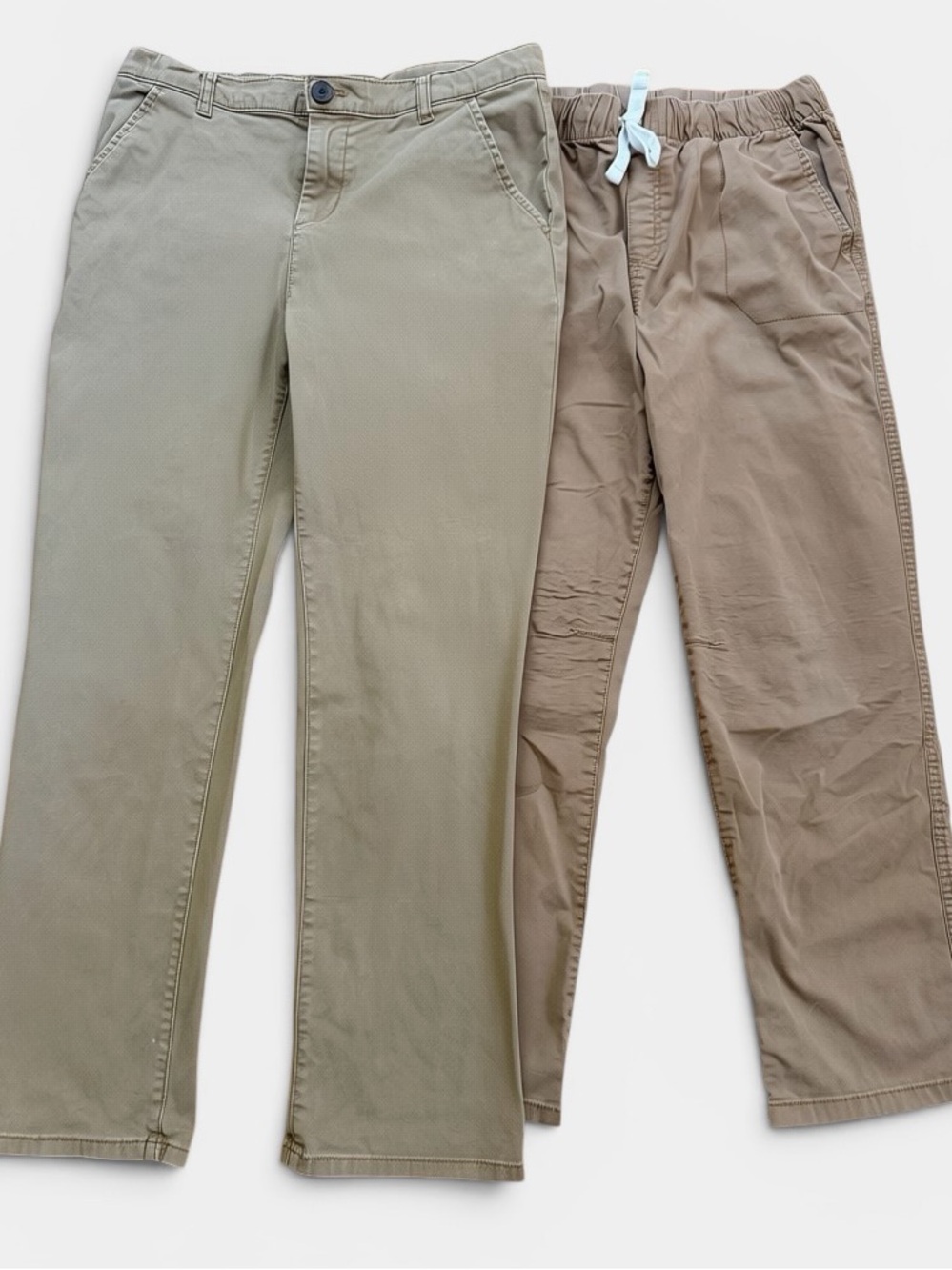 Cat & Jack Boys Sz 18 Khaki Pants Lot of 2 School Uniform Chino Elastic & Button